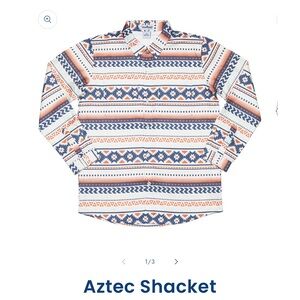 NEW! Blue Quail Kids Aztec Button Down Shacket- Blue and Orange Sz 12 Mo